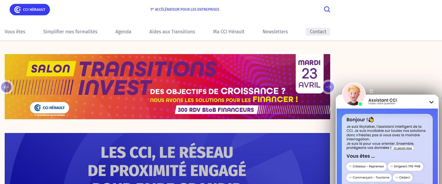 une IA vous oriente sur le site CCI Hérault